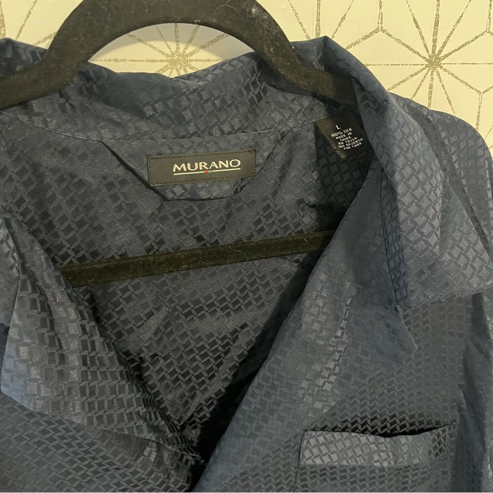 Murano Navy Pattern Silk Top - Picture 4 of 4